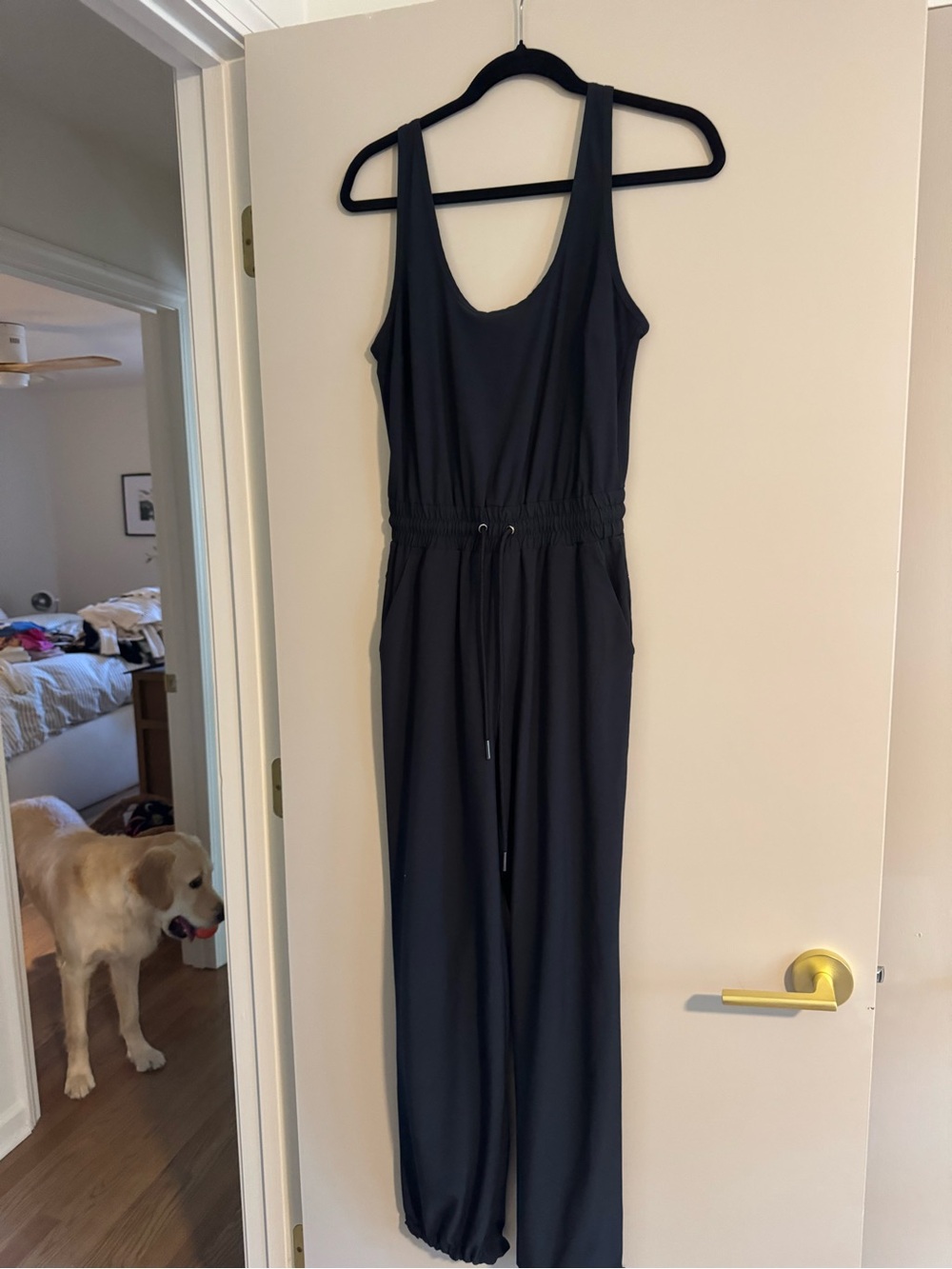 Abercrombie & Fitch Black Sleeveless Drawstring Waist Jumpsuit